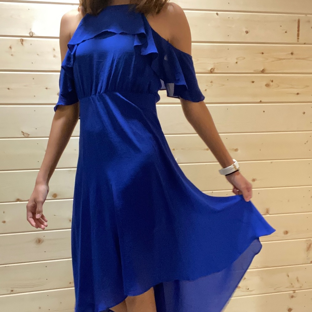Girls Royal blue Ruffle High low dress